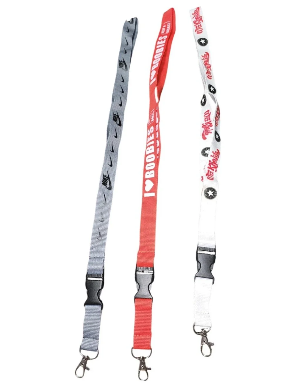 #04 Nike  Lanyards Trio in Gray, Red, and White